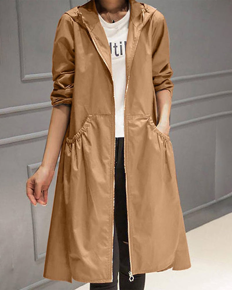 Einfarbener langer Trenchcoat - Caroline