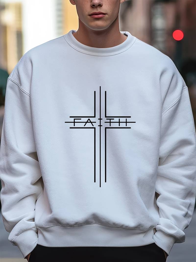 Justin – faith cross-print-pullover für männer