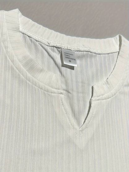 Dylan – rippstrick-tanktop mit hohem stretchanteil und v-ausschnitt