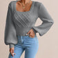 Aprikosenfarbener Pullover mit Quadratkragen - Lily