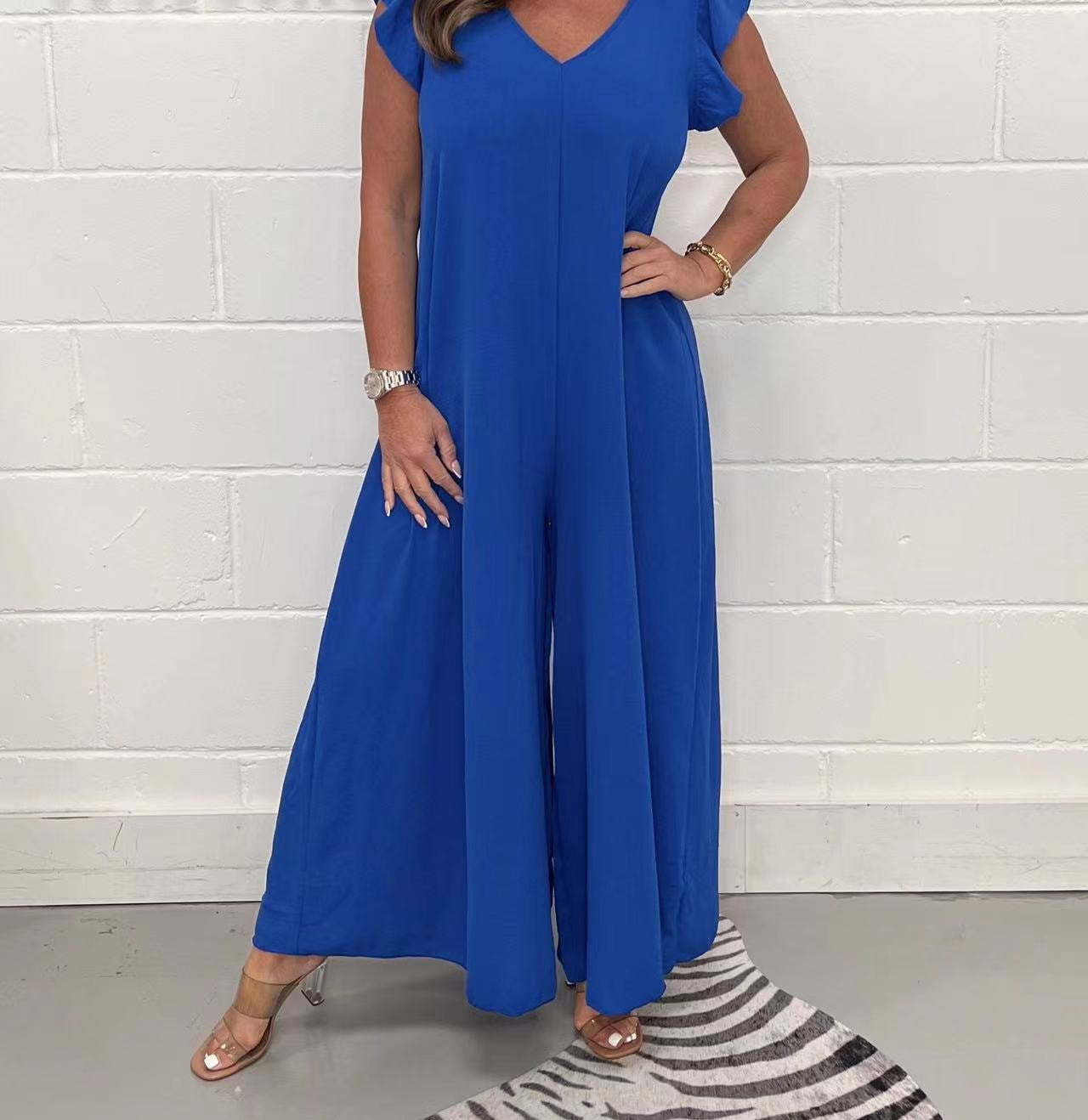 Raffinierter Rüschen Jumpsuit: Breite Beine, Lässiger Look