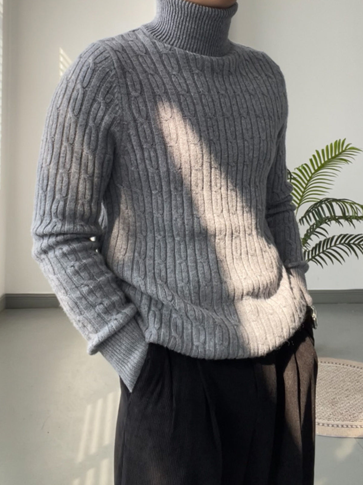 Casual Wollpullover Rollkragen Weiß - Elias