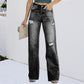 Lässige Jeans mit weitem Bein für Damen im Herbst