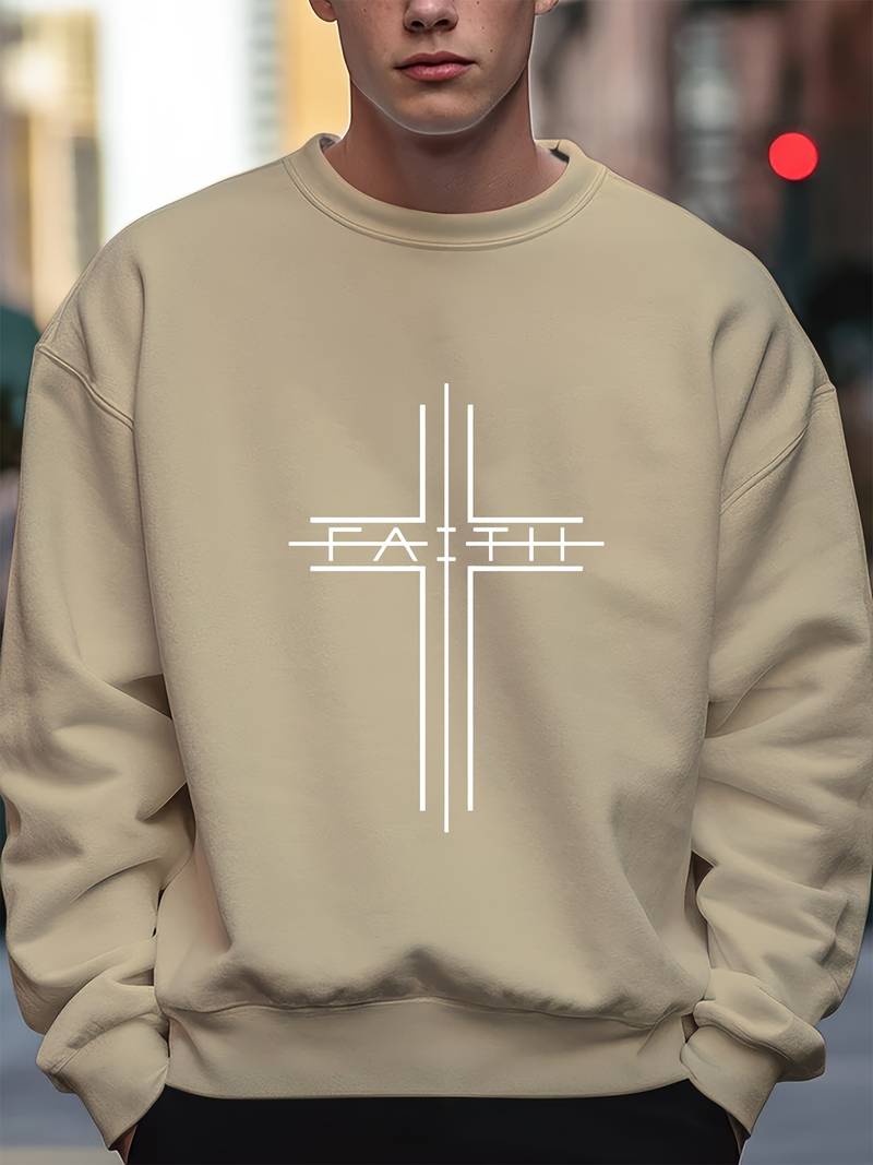 Justin – faith cross-print-pullover für männer