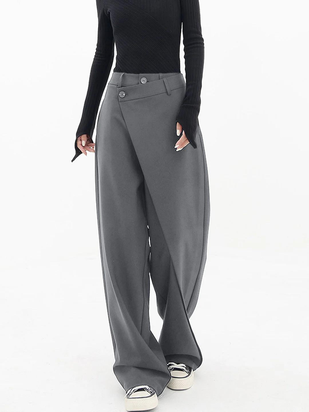 Schwarze Asymmetrische Baggy-Hose - Lina