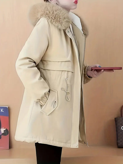 Johanna - Flauschiger Wintermantel mit Kapuze und Reißverschluss