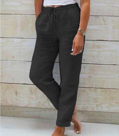 "Relaxed Line Trousers" - Lässige Frauen Leinenhose