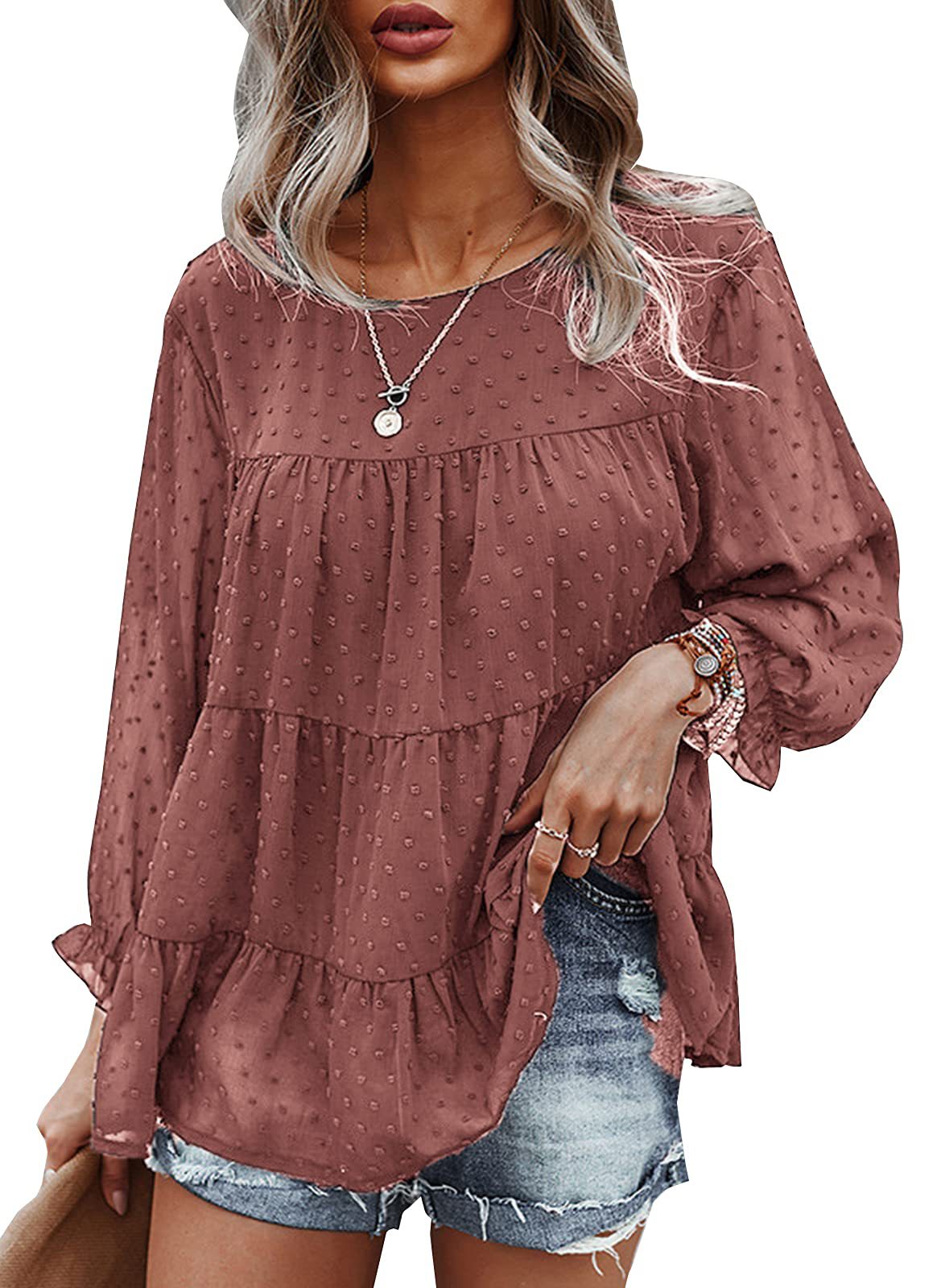 Verspielte Bluse im Boho-Stil mit Stickerei-Akzenten