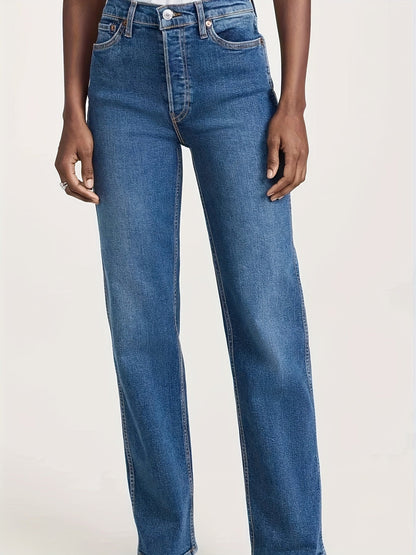 Mittelblaue Straight Jeans - Lena