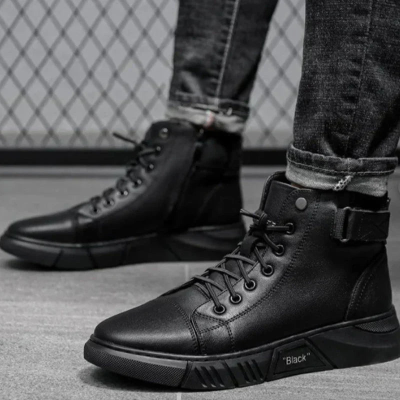 Elegante Herren-Lederstiefel in Schwarz