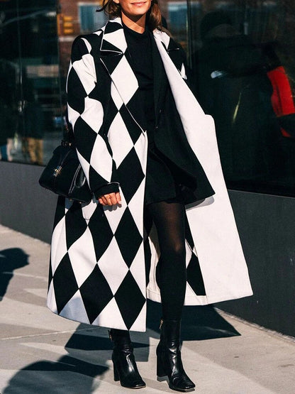 Alessia  - Langarm Revers Wollmantel