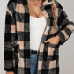 Charlotte - Teddy Fleece Plüsch Vollärmelige Karierte Damenjacke