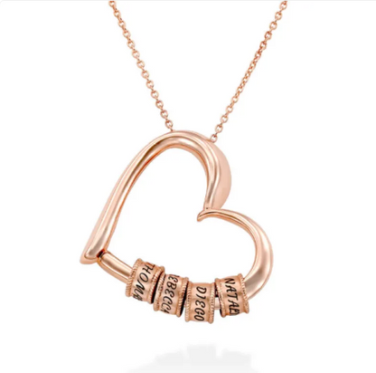 Personalisierte Herz-Halskette mit Anhängemöglichkeit für Ringe und individuellen Namensgravuren