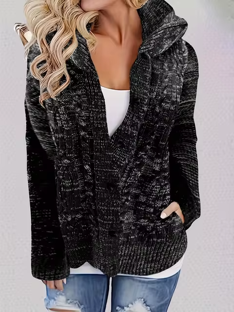 Elsie® | Kabelstrickjacke mit Kapuze