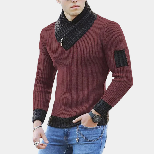 Gestrickter Herrenpullover mit stylischem Kragen