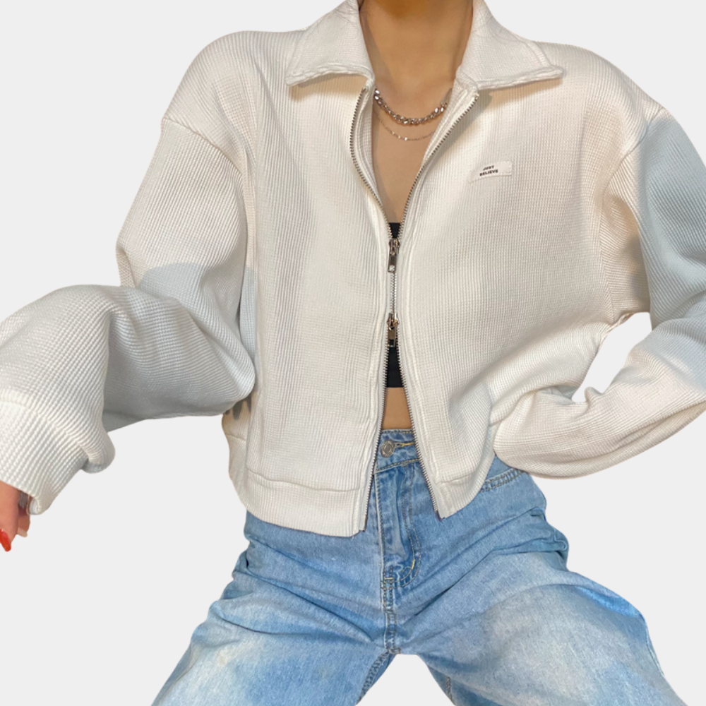 Kurze Damenjacke mit Reißverschluss - Beate