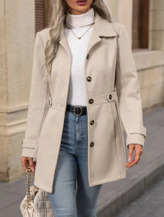 Eleganter Damen Wollmantel mit Knöpfen – Stilvoll & Zeitlos