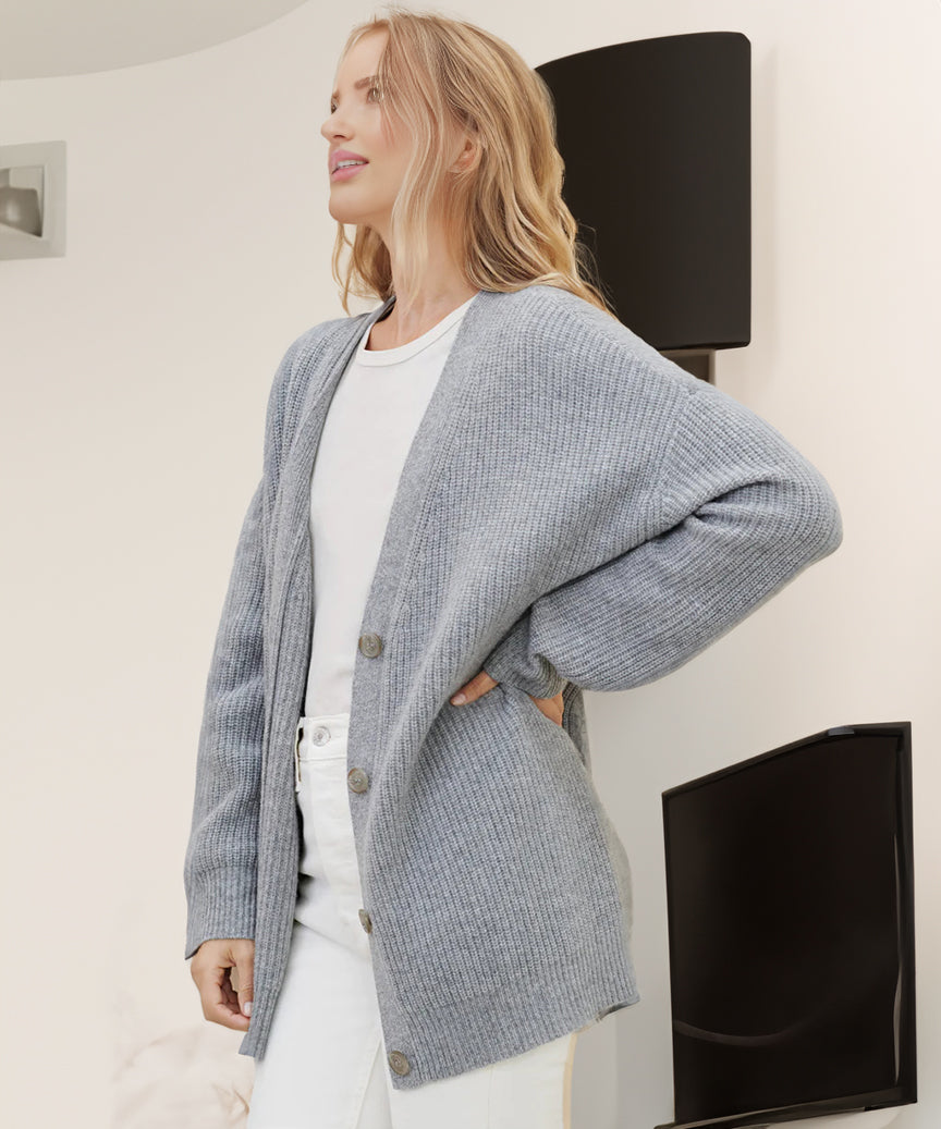 Kaschmir Cocoon Strickjacke - Reynaza