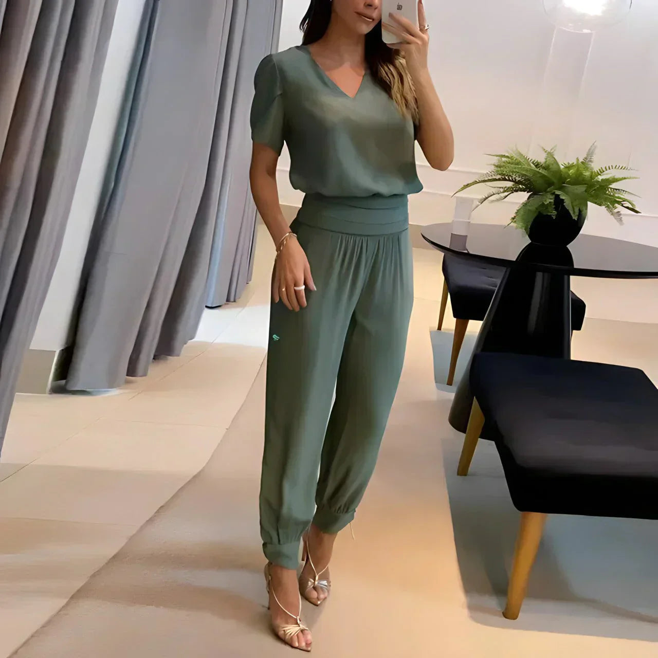 Saskia – vintage-sommerset aus bluse und hose