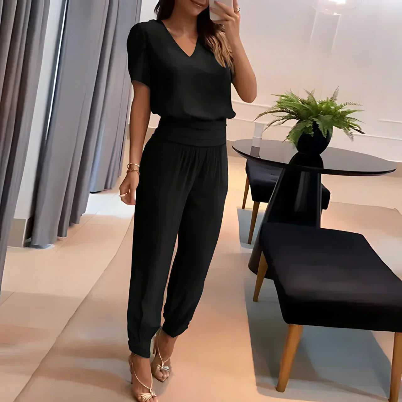 Saskia – vintage-sommerset aus bluse und hose