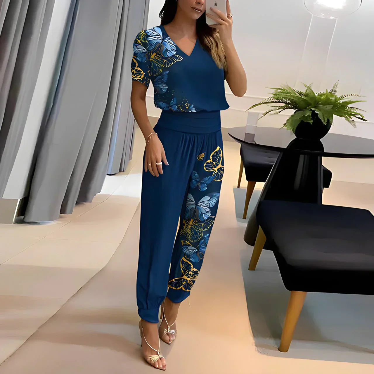 Saskia – vintage-sommerset aus bluse und hose