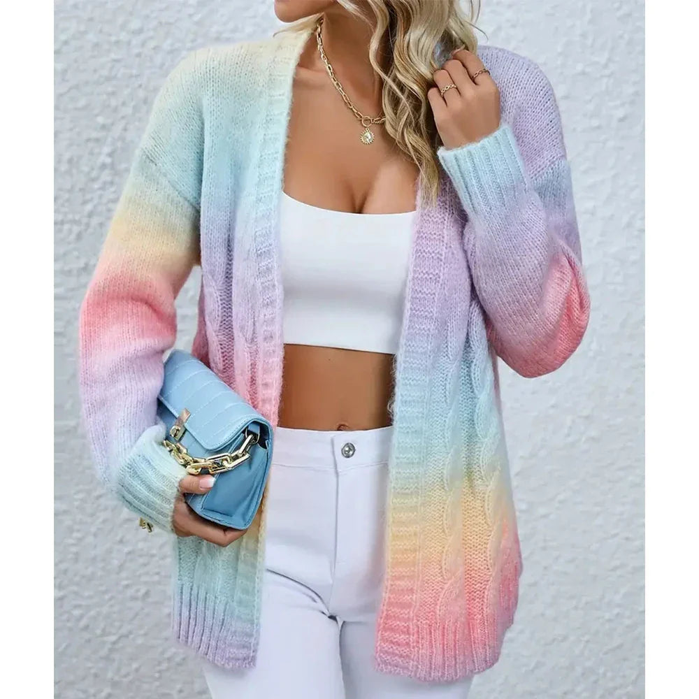 Lena - Regenbogenfarbener Strickjacke