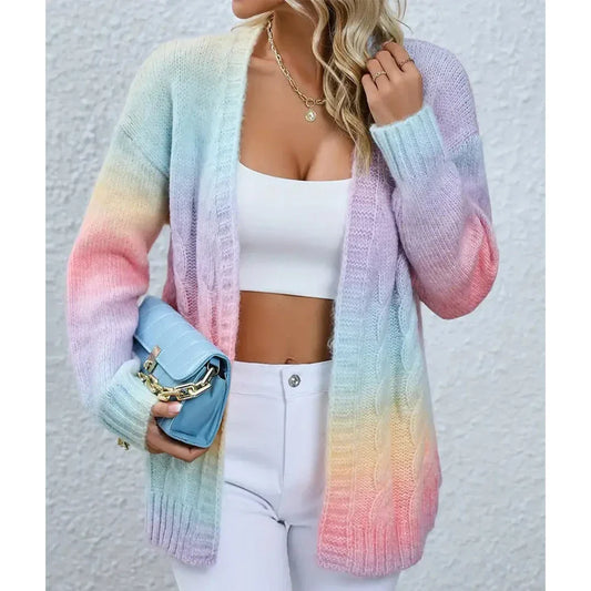 Lena - Regenbogenfarbener Strickjacke