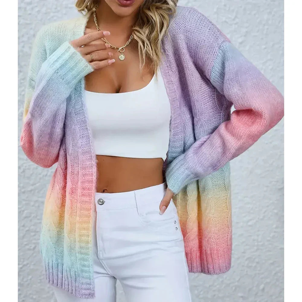 Lena - Regenbogenfarbener Strickjacke