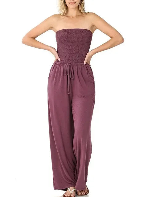 Sophia - Schouderloze Rosa Jumpsuit