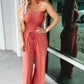 Sophia - Schouderloze Rosa Jumpsuit