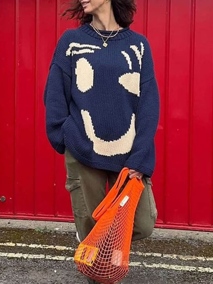 Isabela | Damen Übergroß Gestrickt Pullover | Warme