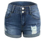 Bianca - Schwarze Denim-Shorts mit Used-Look