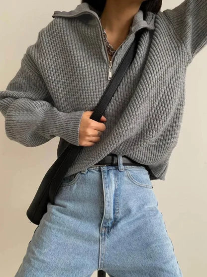Pullover mit Kragenreißverschluss – Müheloser Chic mit moderner Eleganz