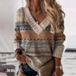 Modischer Strickpullover für Damen | V-Ausschnitt