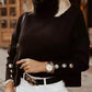 Damen Rollkragenpullover mit Knopf Ärmel | Lässig