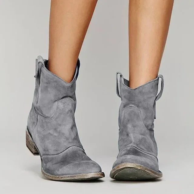 Damen Western Stiefeletten aus Leder - Vintage Style