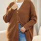 Damen Gerippt Knopf Daunen Strickjacke | Übergröße