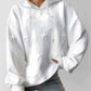 Damen Weißer Strick Kapuzenpullover | Lange Ärmel