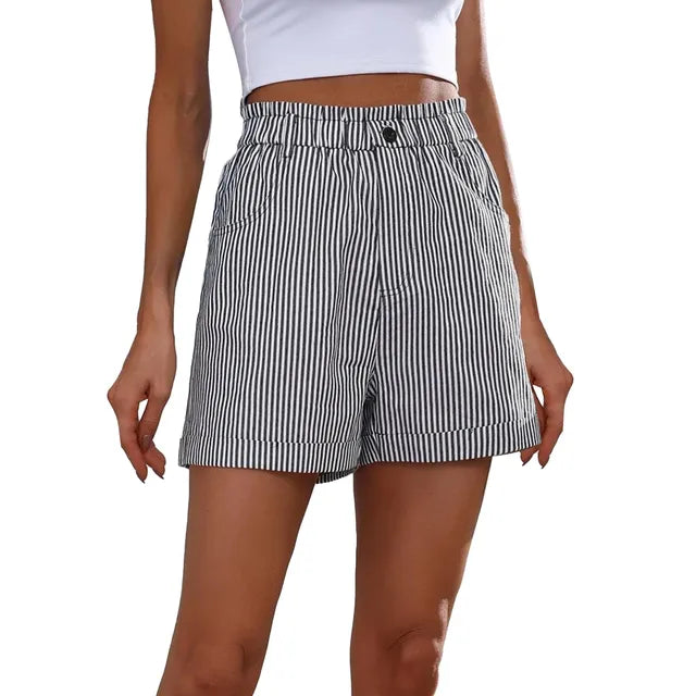 Elisa - Gestreifte Paperbag-Shorts