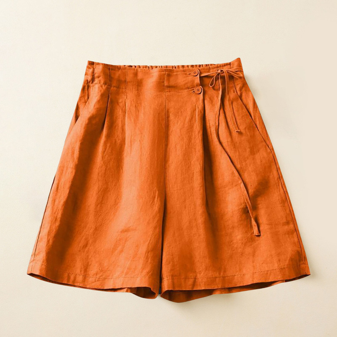 Orange Shorts mit Bindegürtel - Mila