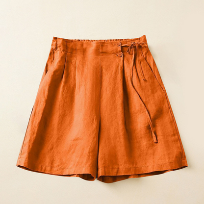 Orange Shorts mit Bindegürtel - Mila