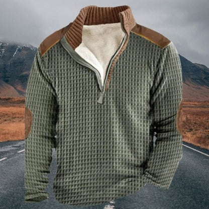 Vintage Waffel-Strickpullover Blau - Finn