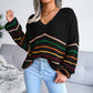 Weißer Gemütlicher Retro Streifenpullover - Bella