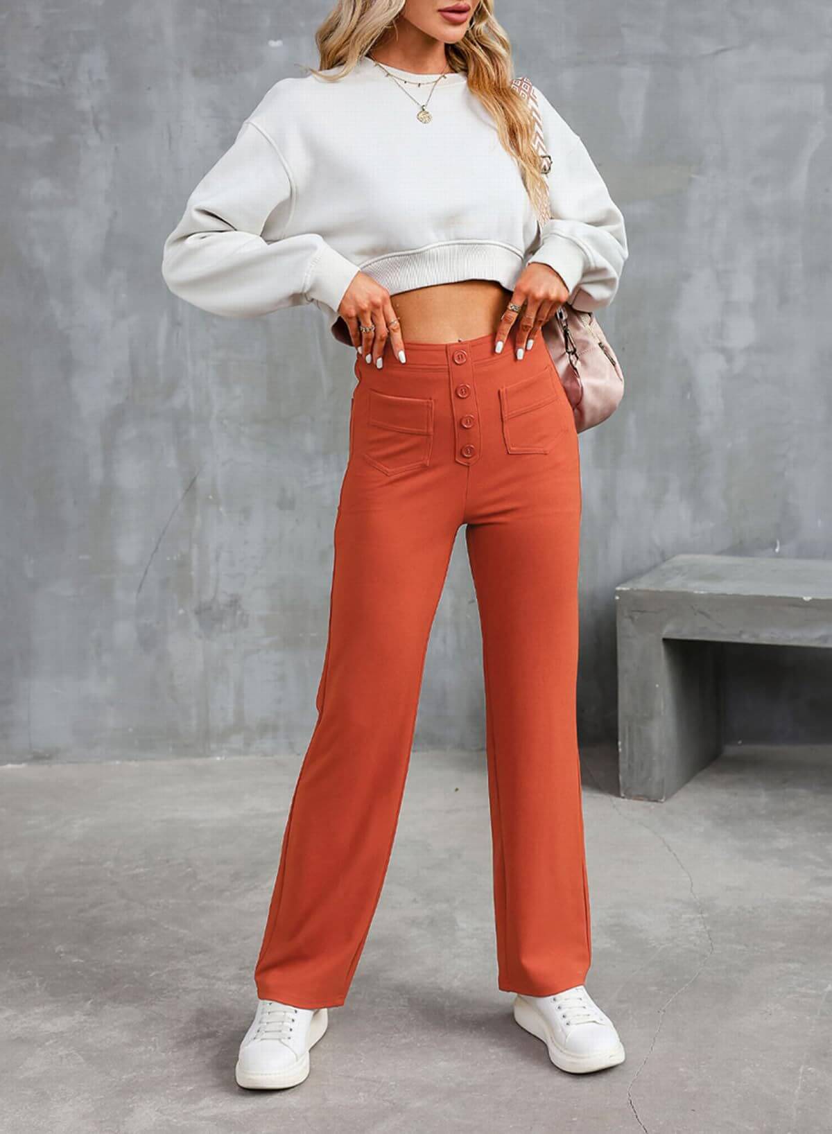 Olivgrüne Casual Pants mit Taschen - Lara