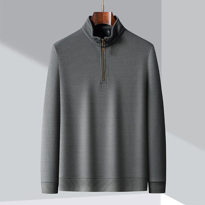 Grauer Seiden-Pullover mit Zipper - Elias