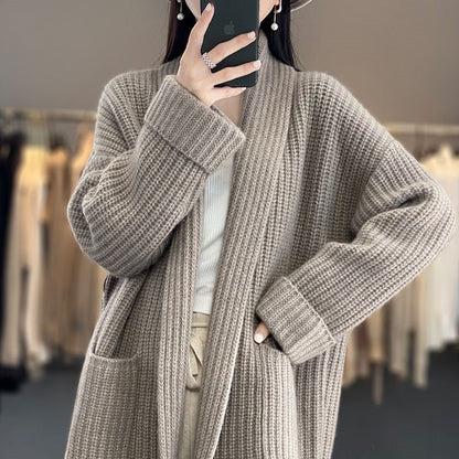 Langer Gestrickter Cardigan Für Damen | Warm