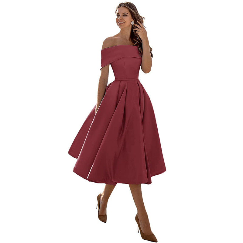 Octavia - Mode Lässig Trägerlos Satin Partykleid