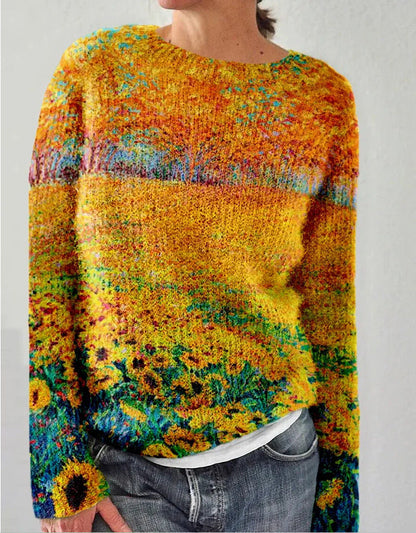 Heidi - Damen-Strickpullover mit 3D-Blumendruck