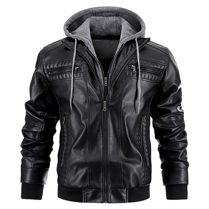 Herren Premium Bikerjacke | Mit Kapuze