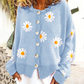 Damen Strickpullover mit Blumenmuster | Langarm